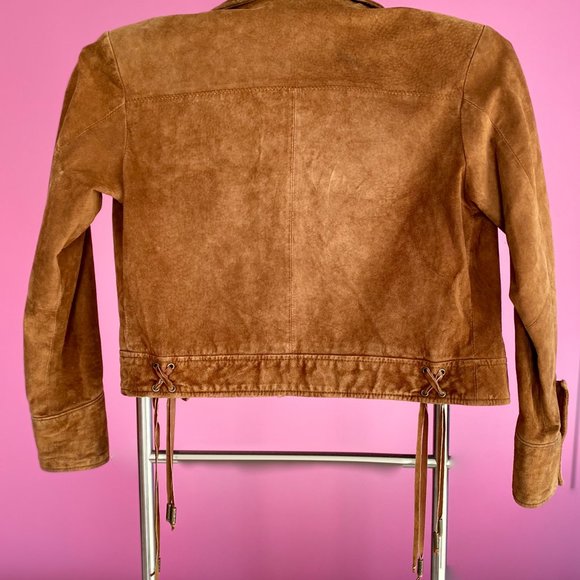 VIZABLE SUEDE LEATHER COWBOY JACKET with FRINGES AND SNAPS CLOSURE - Picture 2 of 2